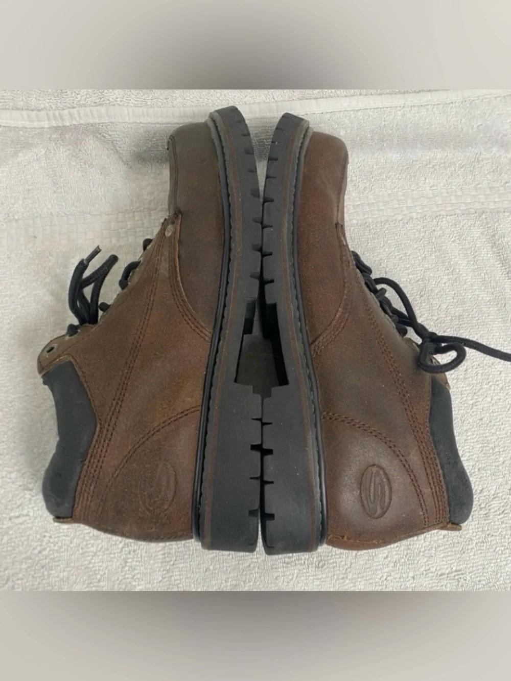 Vintage Sketchers Men Dark Brown Leather Lace Up Combat Boot Size 8.5 Streetwear